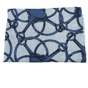 Gucci Bicolor Cross Horsebit Print Fringe Scarf